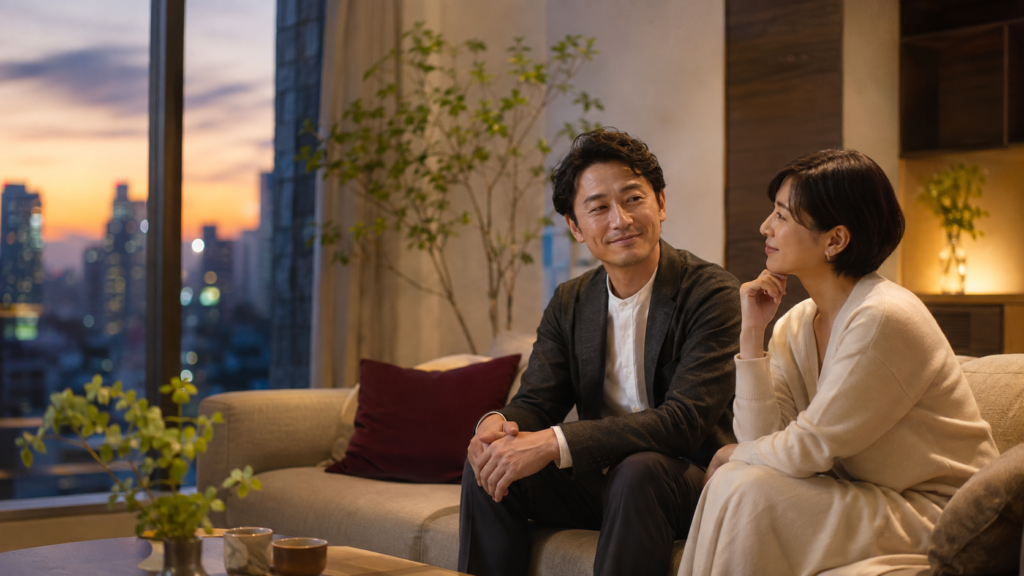 寄り添うふたりの穏やかな夕暮れ